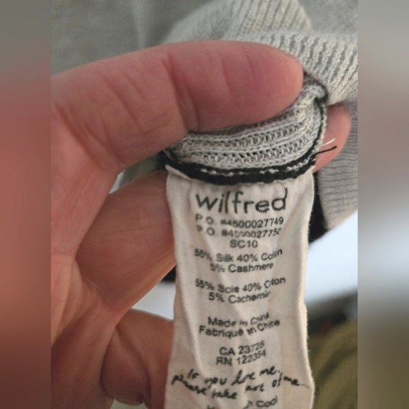 Wilfred silk cashmere cotton 3/4 sleeve gray and back colorblock sweater | xs - Picture 4 of 5